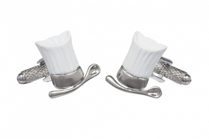 White Chefs Hat and Spoon Cufflinks